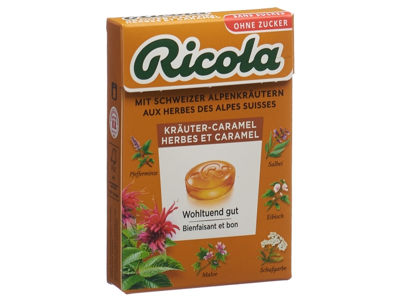 RICOLA Kräuter-Caramel o Zucker m Stevia Box 50 g