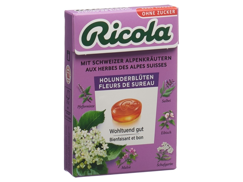 RICOLA Holunderblüten Bonbons oZ m Stevia Box 50 g