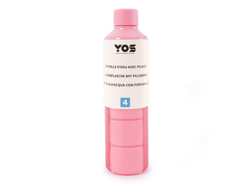 YOS Bottle Tagesdispenser 375ml mit 4Fächern pink