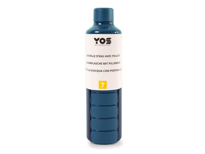 YOS Bottle Wochendispenser 375ml mit 7Fächern blau